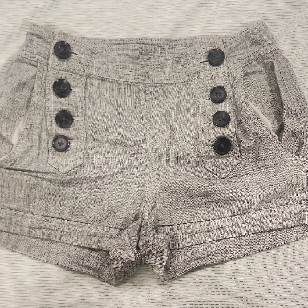 Gray Button-Detail Women's Shorts